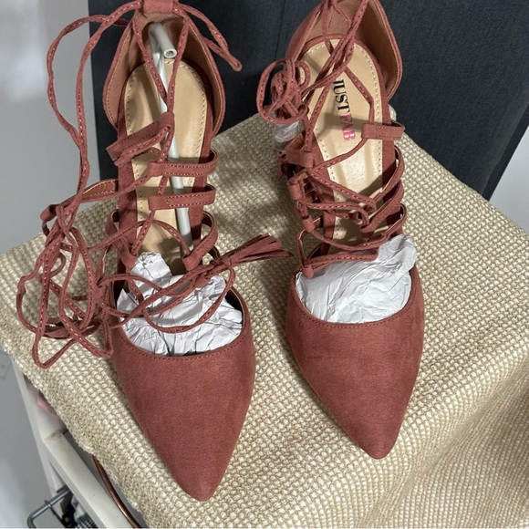 5/$50 Just Fab Strap Tie Pump | Size 8| "Connie" Style | Rosette - Picture 3 of 10